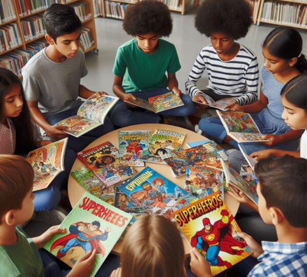 Bunch of kids reading comic books