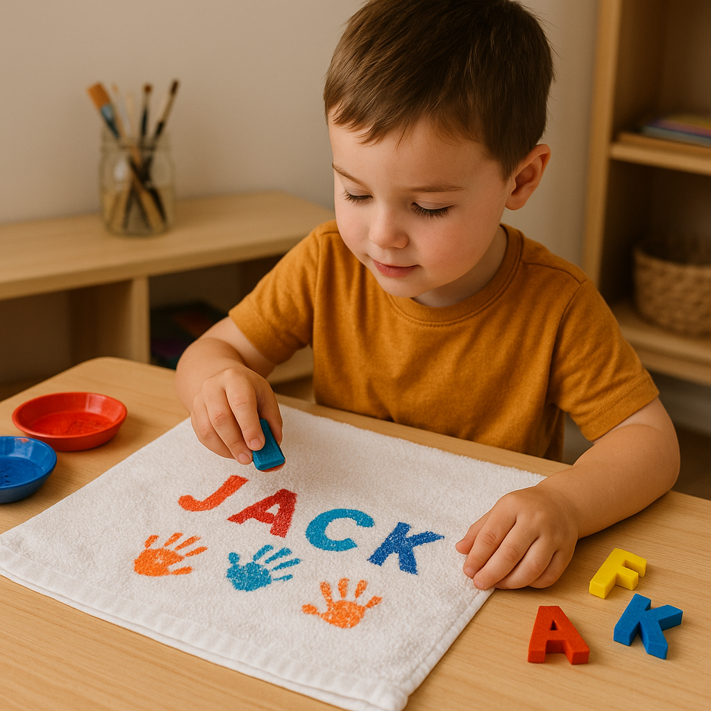 diy-name-stamped-towels-kids-activitiesjpg - Kids Activities