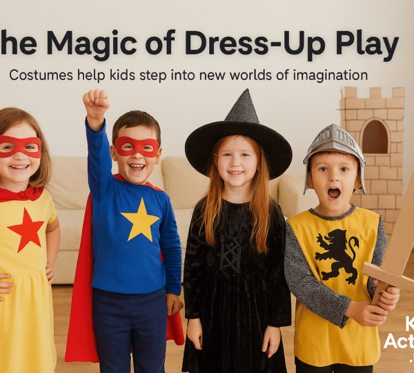 Children dressed as superheroes and fantasy characters playing together