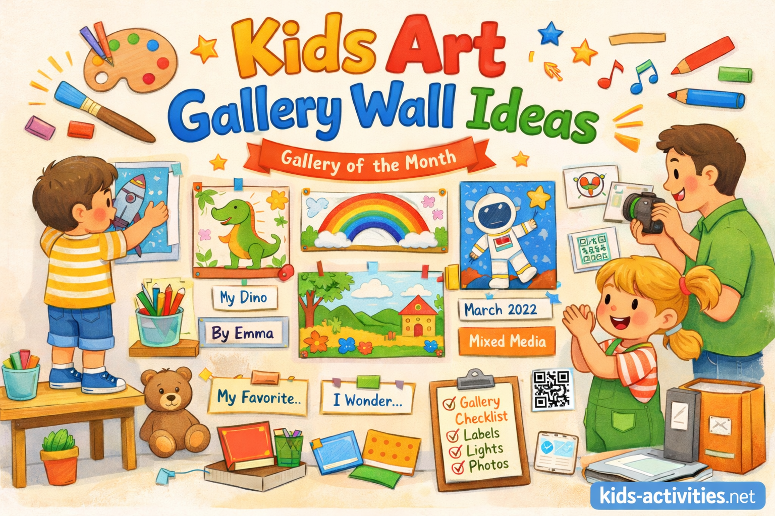 Kids Art Gallery Wall Ideas (Monthly Home & Classroom Displays)